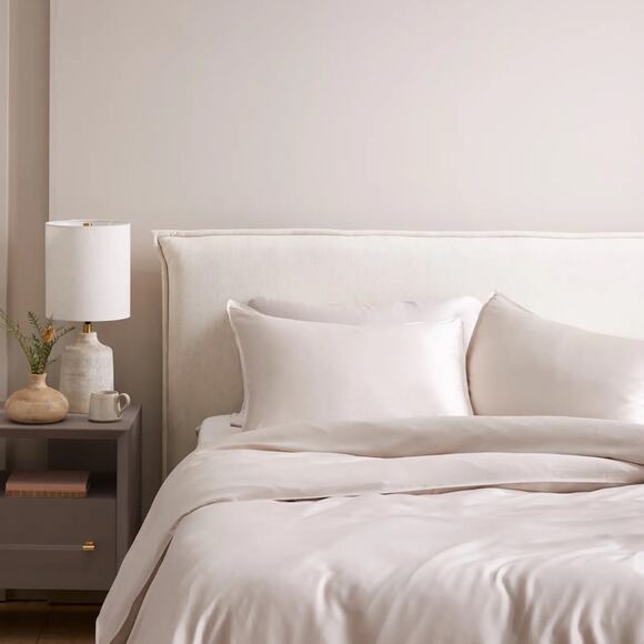 Quince Bamboo Duvet Cover Set Sand Beige Size Queen/Full - Picture 2 of 8